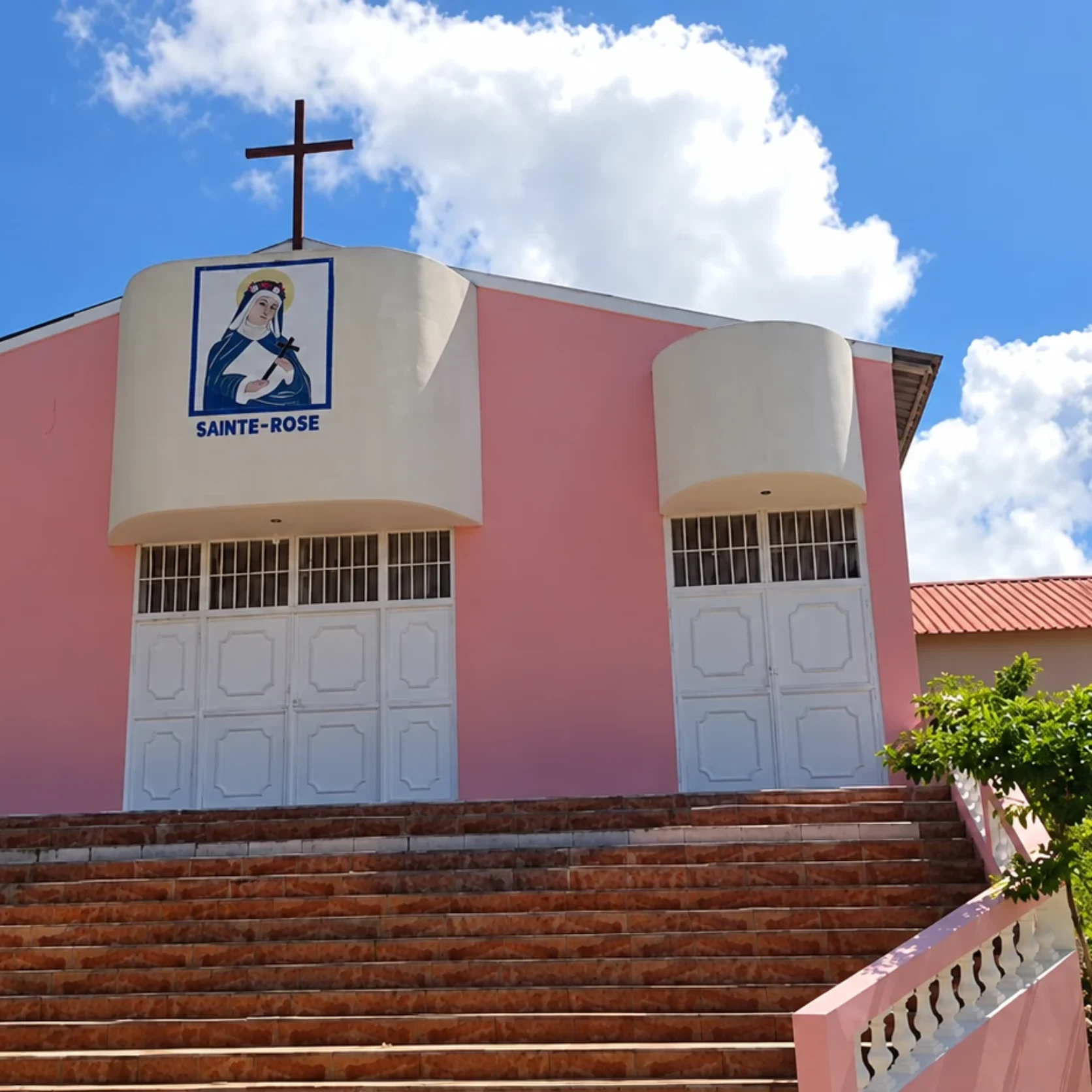 AI-enhanced from APREM historical slideshow frame of the Morisseau parish church.